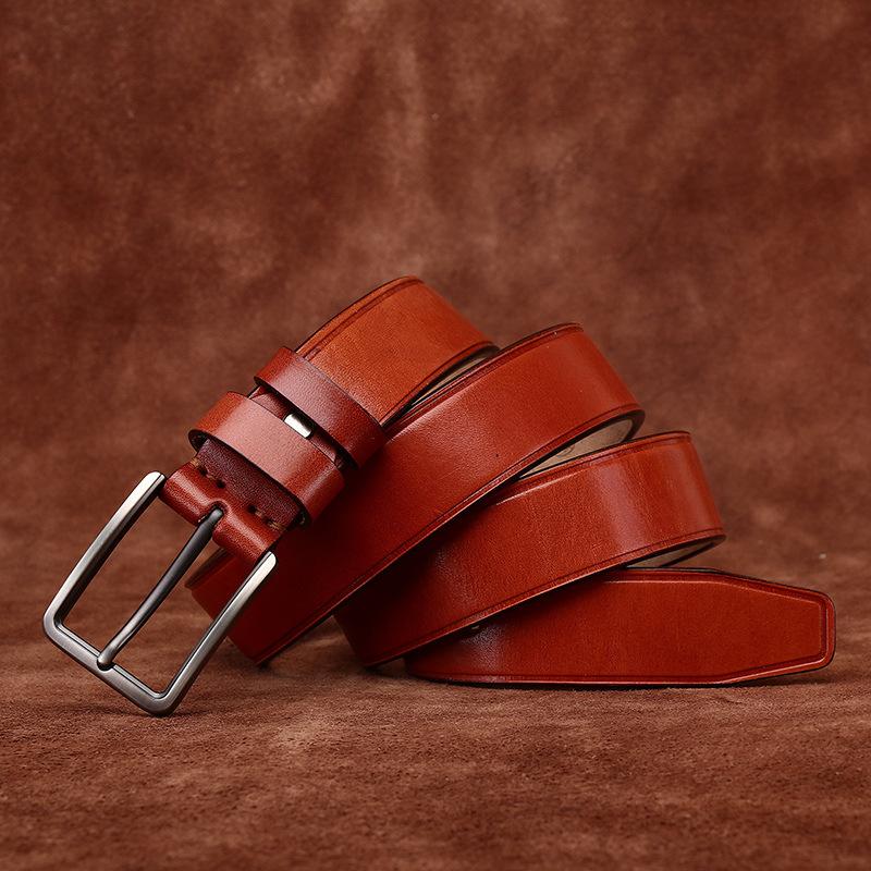

Ремень мужской из натуральной кожи крупного рогатого скота с пряжкой High Sense, простой, модный, универсальный, повседневный ремень для мужских джинсов 125cm
