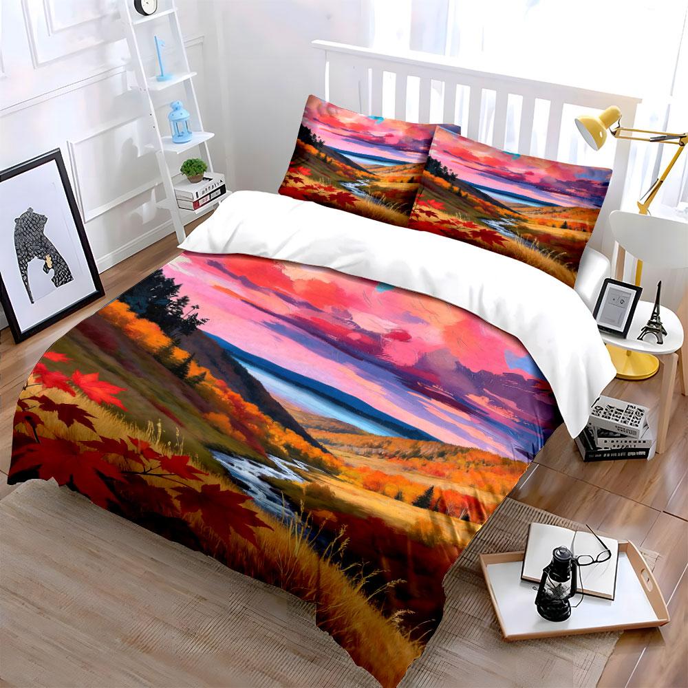 Autumn Landscape with Trees. Bedding Sets Duvet Cover Sets Duvet Covers Pillowcases(1 * Duvet Cover 2 * Pillowcases, Without Duvet Insert)