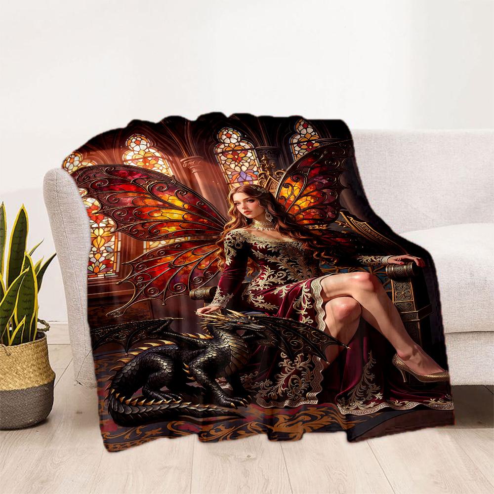 Gothic Style Blanket Soft & Cozy Suitable for Office Seaside Bed Four Seasons Universal Digital Print Unique Gift for Family and Friends Camping