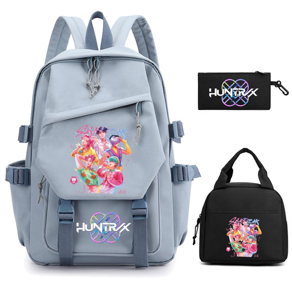 3Pcs/set K-pop Demon Hunters Printed Backpack for Teenger Boy Girl Large Capacity Schoolbag Children Student Bookbag Women Waterproof Travel Bag