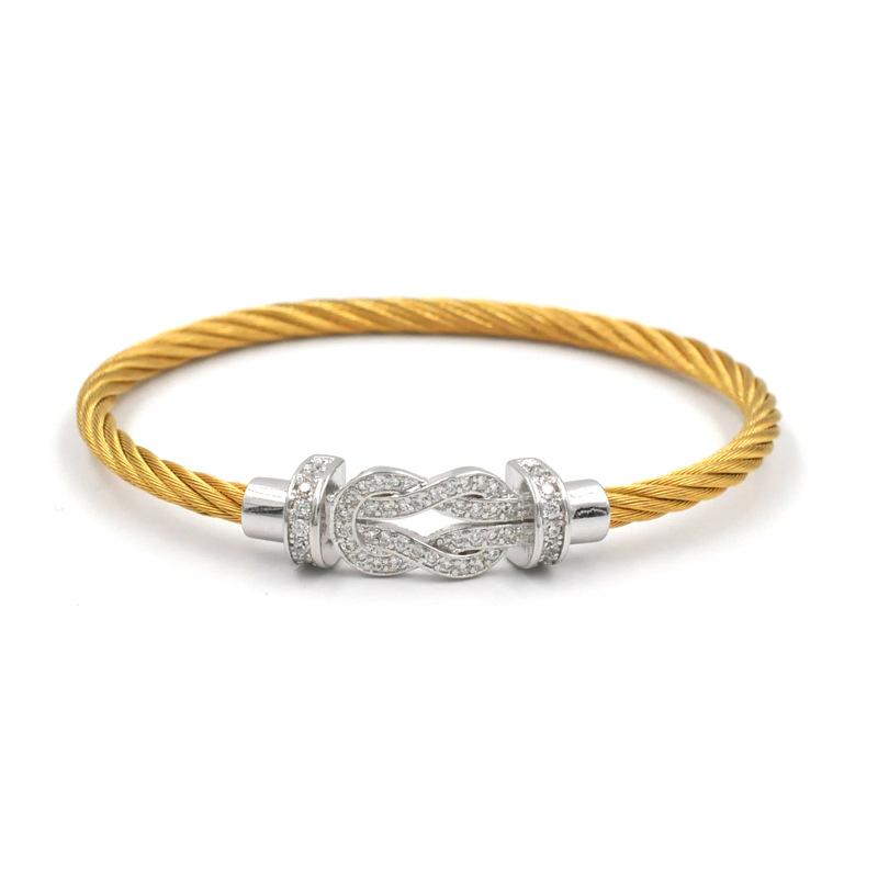 European and American trend bracelet, wire rope magnetic buckle brick bracelet, cross head micro-inlaid bracelet 2026