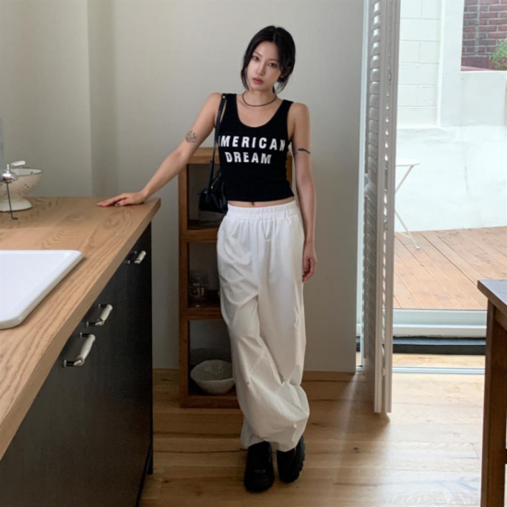 New Arrivals Open Run Women Hip Mood Cut Snap Button Banding Two Way Pants