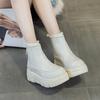 9965 Leather Snow Boots Women's Cotton Shoes Winter Velvet New Retro Short Boots Thick Sole