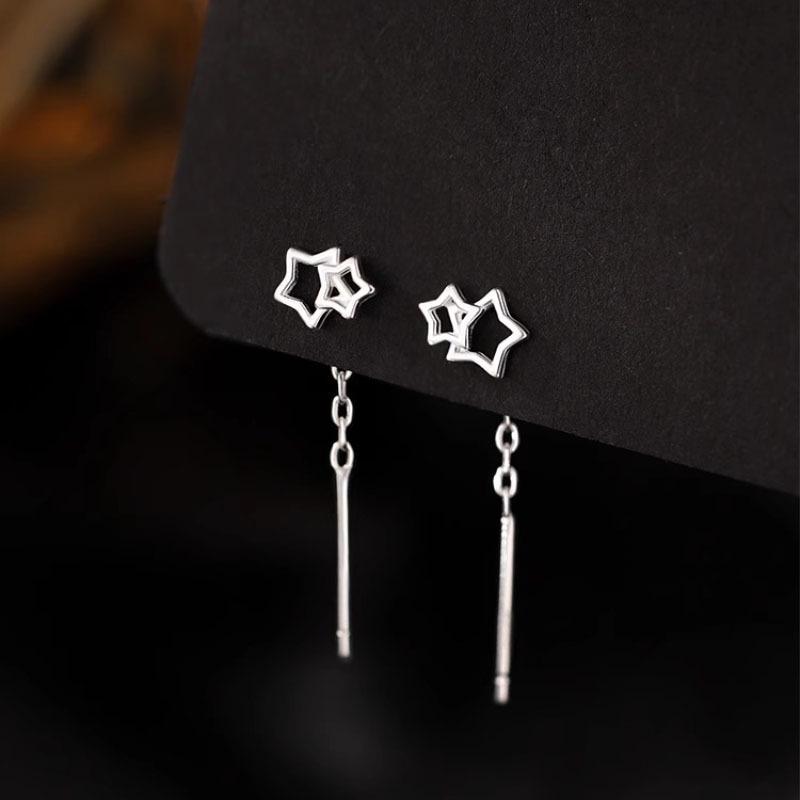 Sweet Star Tassel Earrings: Women s Simple Fashion Hollow Ear Wire, Trending Fresh Style