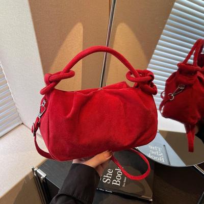 New Retro Suede Simple Crossbody Bag Women Fashi Handle Bag Casual Comfortable And Versatile Texture Shoulder Commuting Bag