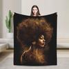 Afrocentric African Art Black And Gold Fleece Blankets  Awesome Throw Blanket for Home 150*125cm Plush Thin Quilt,