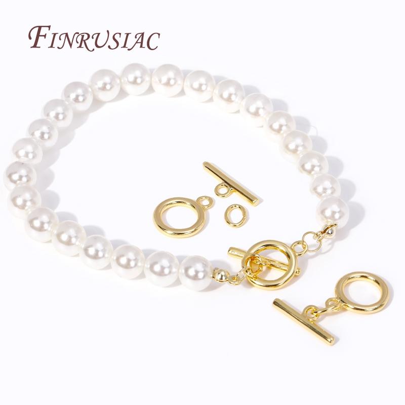 Brass Round OT Clasp For DIY Jewellery Crafts 18K Gold Plated End Beads Toggle Clasp For Bracelet Necklace Making Supplies