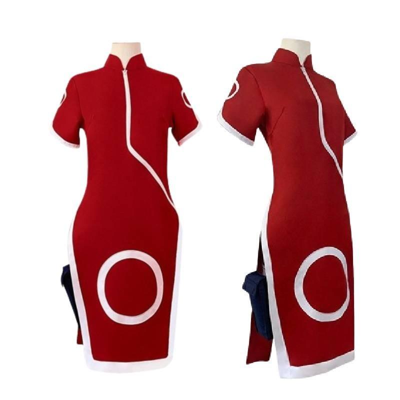 Costume Cosplay di Alta Qualità Haruno Sakura Unisex Abito Cheongsam Rosso Gioco di Ruolo Anime