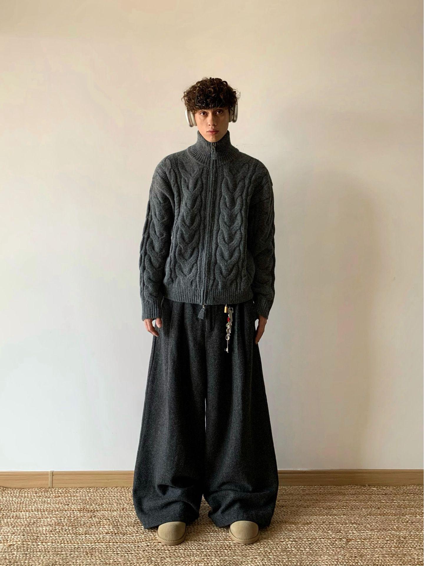 Унисекс Кардиган-свитер крупной вязки в ленивом стиле - Коллекция Зима 2025 XXXL