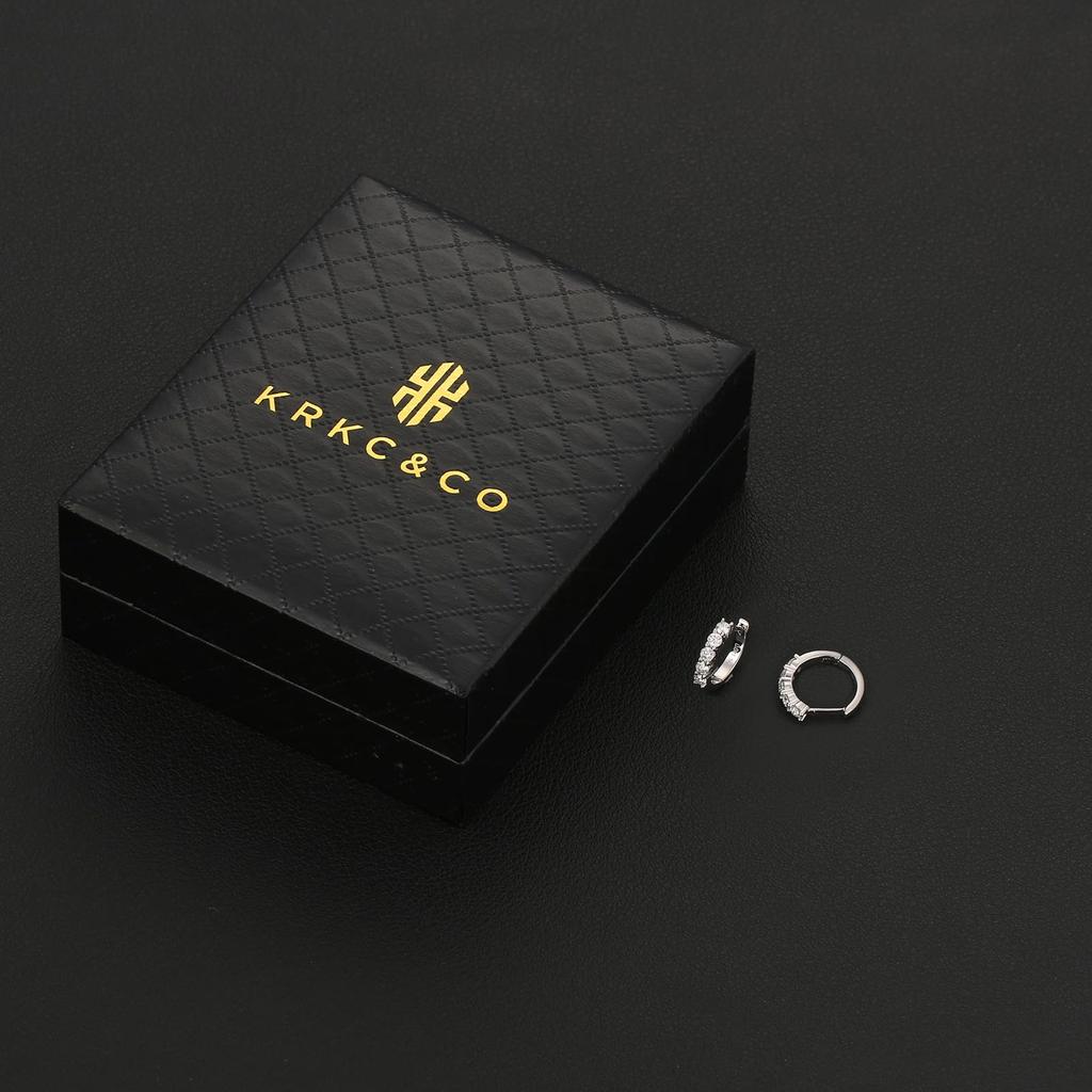 KRKC&CO Moissanit Creolen für Damen, 925er Sterlingsilber, 11 mm Innendurchmesser, Hypoallergen, 0,6 Karat Gesamtkarat, 20G Sterlingsilber mit Synt