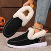 New winter women's cotton shoes with fleece and thickened burrs to keep warm, flat bottom and one pedal cotton shoes for women