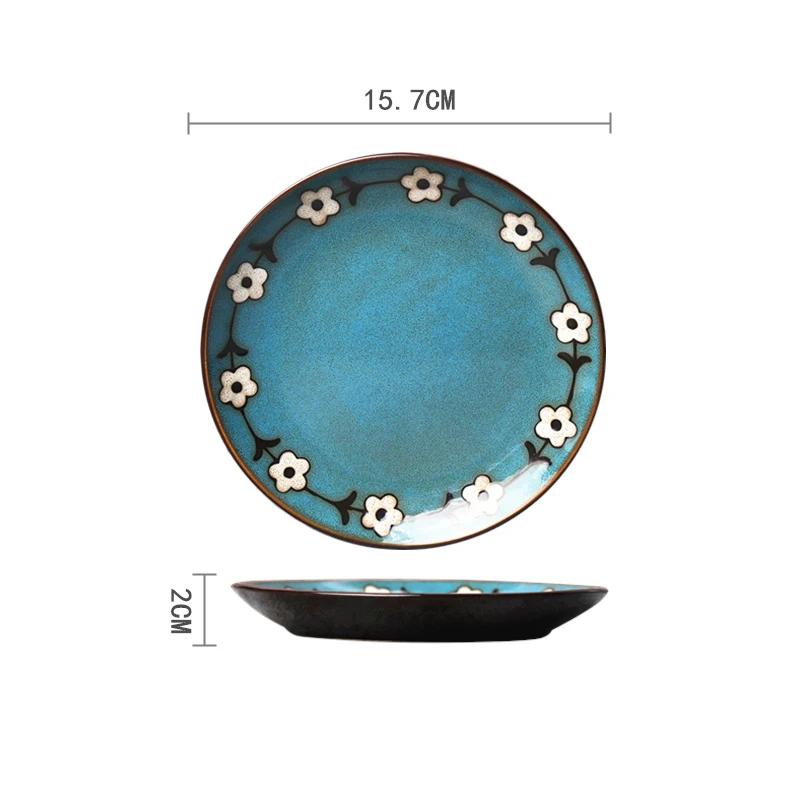 

5-7-inch bone plate Creative hand painted underglaze colored ceramic dishes Household dishes Cold Dish Fruit Dim sum plate snack