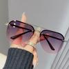 Ladies Double Beam Large Frame Sunglasses  New Retro Personality Sun Glasses for Women UV Protection Half Frame Eyeglasses