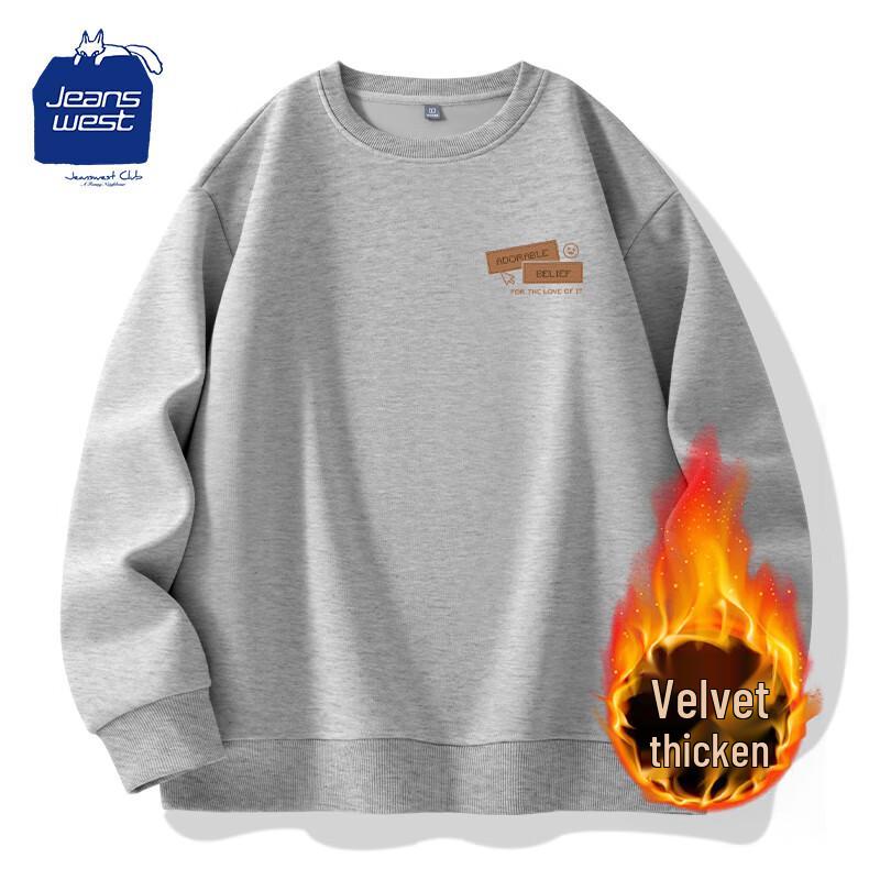 

JEANSWEST CLUB Men s Fleece Lined Crew Neck Long Sleeve Sweatshirt XL