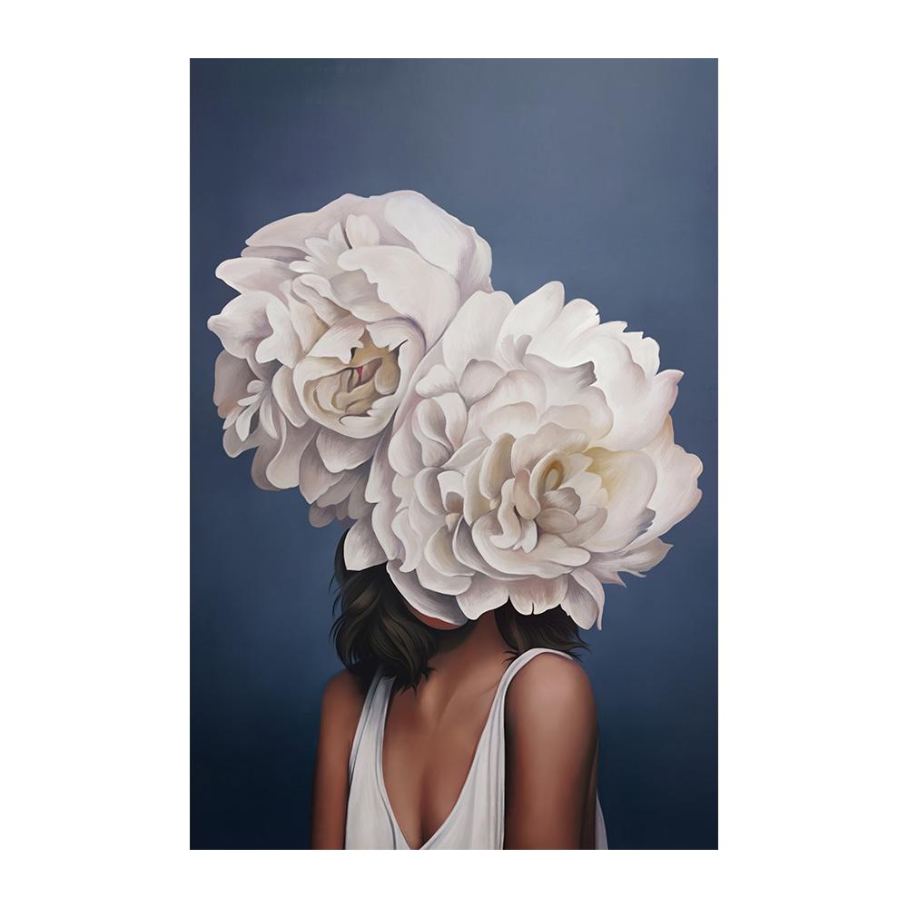 Nordic Flowers Head Woman Canvas Paintings On the Wall Art Posters And Prints Feather Girls Wall Pictures Home Decoration