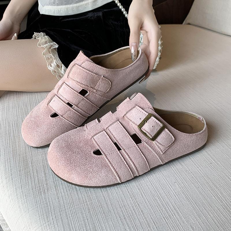 Mori Retro Hollowed-out Woven Boken Slippers Women's 2025 New Lazy One-pedal Thick-soled Bag Head Cool Slippers