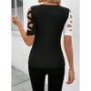 Women's Fashion Casual Summer Spring Colour Block Print Short Sleeve O-Neck Blouses & Shirts