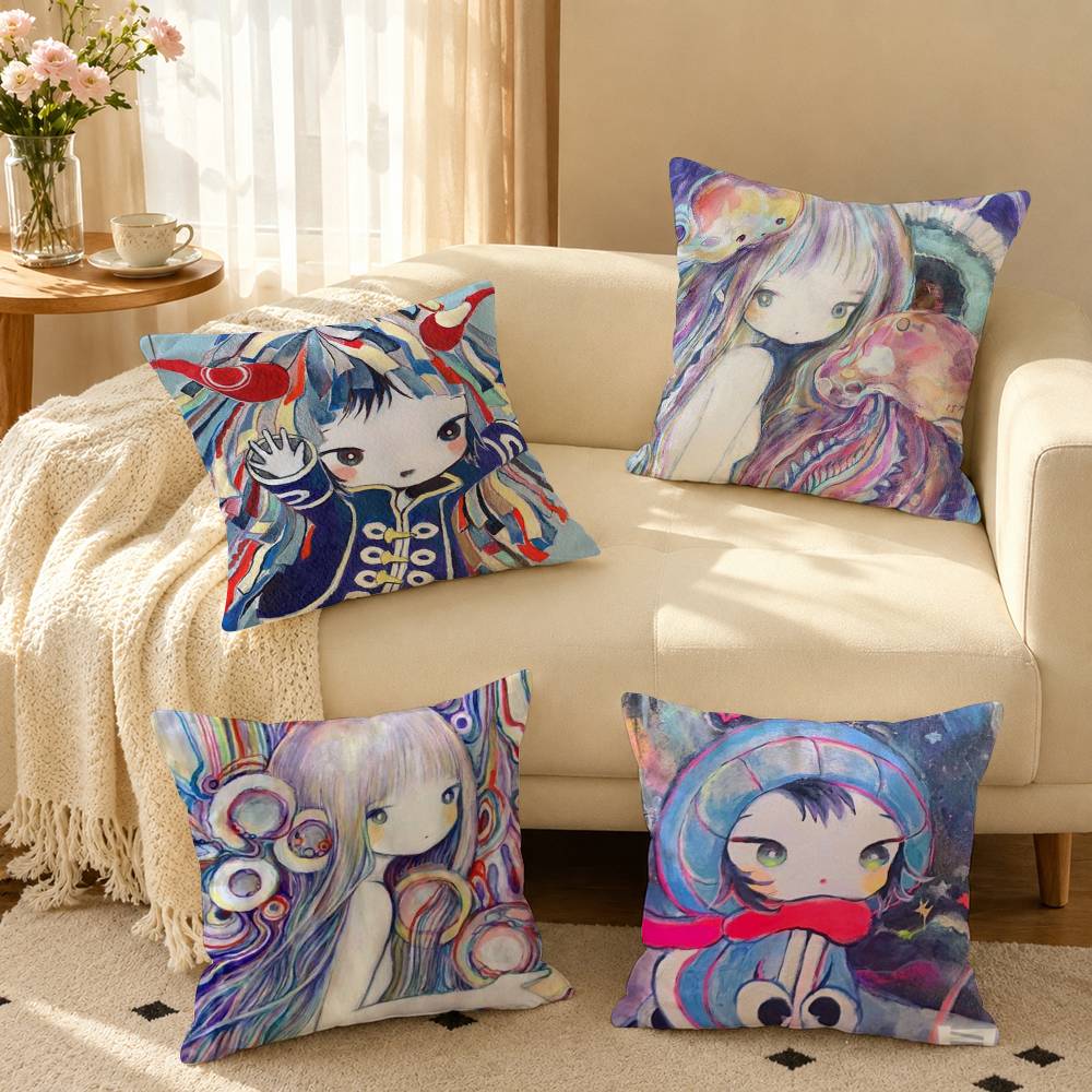 K-Kikuo Art A-Album Square Double-Sided printed Pillow Case Bedroom Bedside Pillow Sofa Cushion Cover
