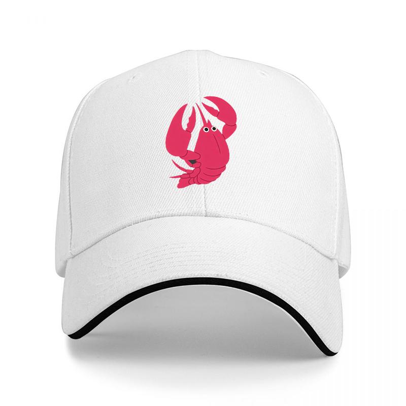 Crawfish Logo Black Baseball Cap with Pink Embroidered Design Adjustable Fit for Outdoor Activities and Casual Wear