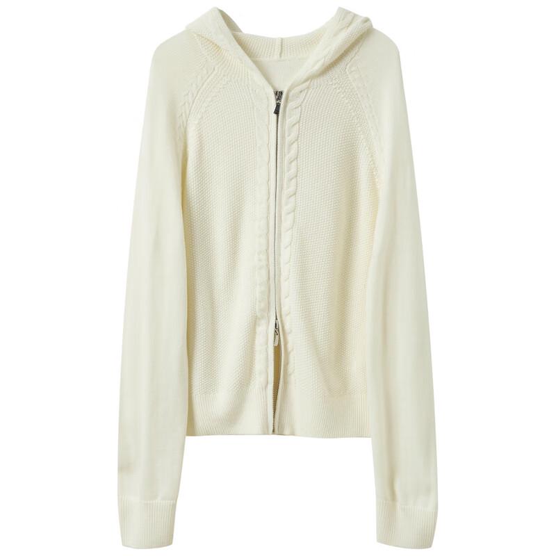 Sancai 2025 Winter Women's Hooded Zipper Knit Cardigan