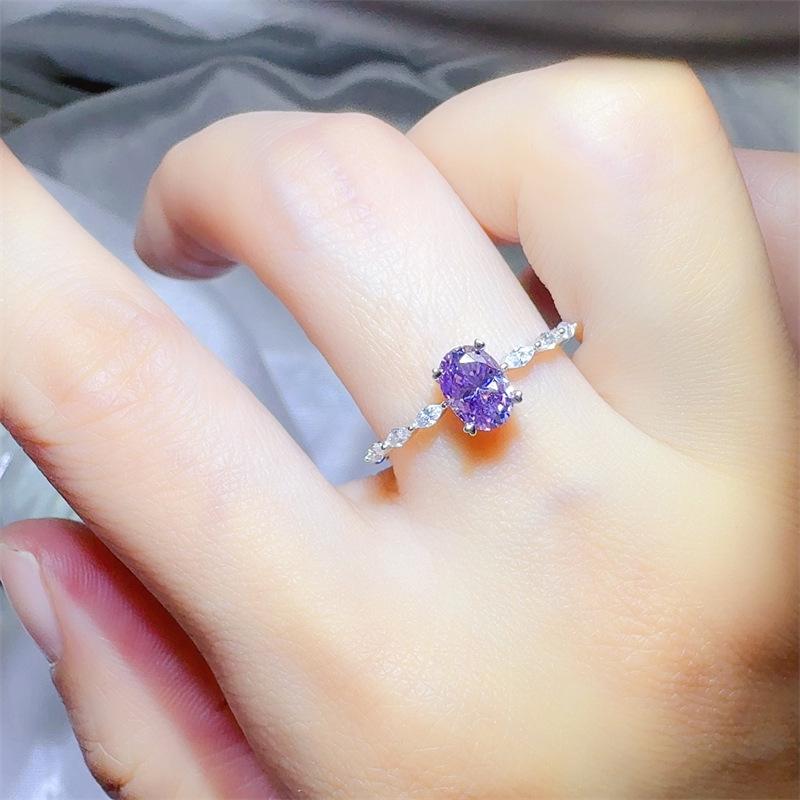European & American Style Purple Moissanite Diamond Ring - New, Cross-Border Hot Seller Size 13