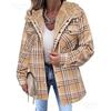 Fall Winter Women's Plaid Casual Versatile Jacket Long Sleeve Hooded Coat with Pockets
