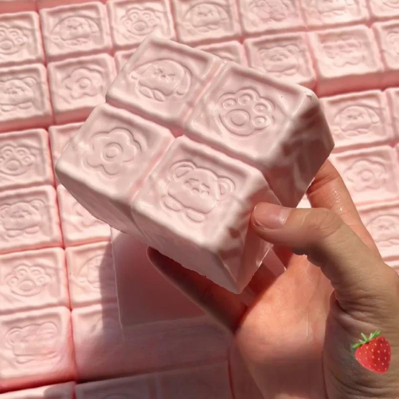 

Squishy Strawberry Cube Press Toys Gentle Recovery Plush Stress Relief Sensory Fidget Toys Anti Anxiety Squeeze Toys For Adults