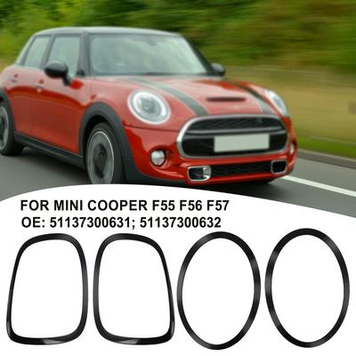 4pcs/set For Mini For Cooper Gloss Black Headlight Rings Trims+ Taillight Rings Trim New For Mini F55/F56/F57 14-21