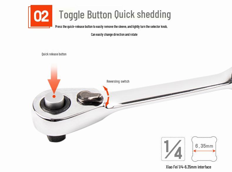 New Bi-Directional Mini Ratchet Wrench: 2-in-1 Socket & Screwdriver Handle