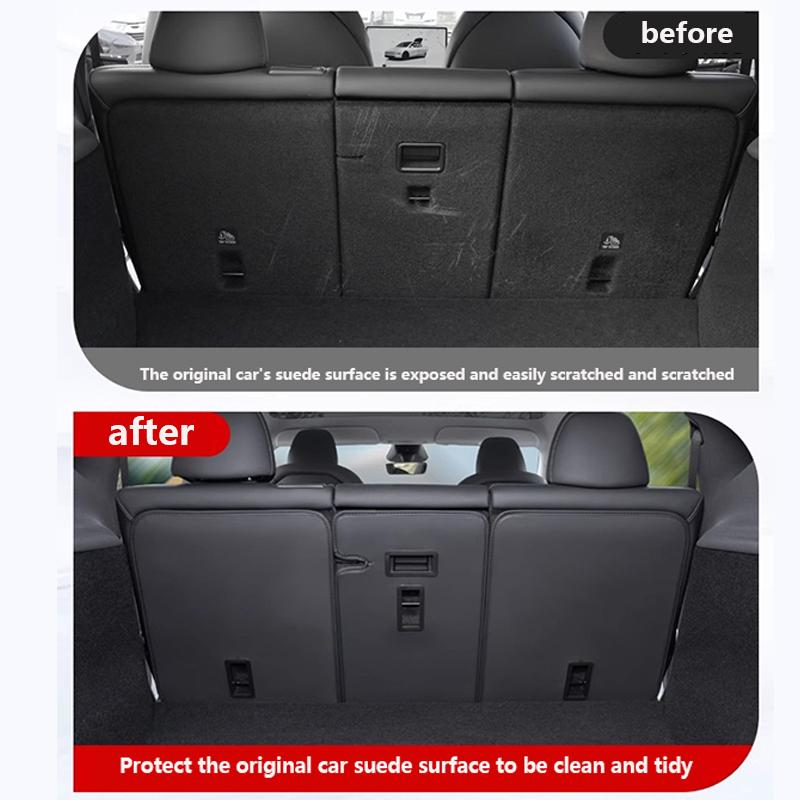 Rear Seat Back Cover For Tesla Model Y Juniper / Launch Leather Backrest Protector All Weather Split Cargo Liner Anti-dirty Pads