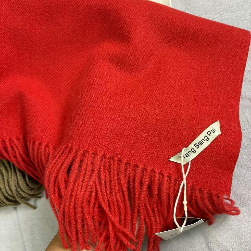 Schal im koreanischen Stil, einfarbig, Imitation Kaschmir, rot - Warm, vielseitig, modische Fransen für Herbst/Winter