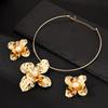 European & American Irregular Floral Jewelry Set for Women Fashion Minimalist Metal Pearl Decor Choker Necklace and Earrings Set