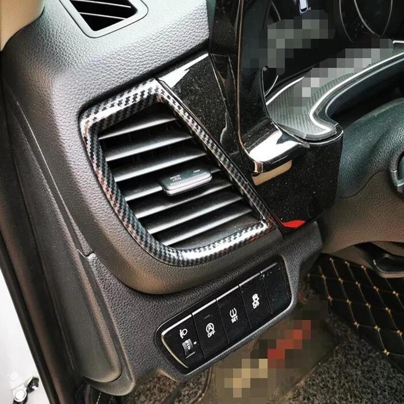 For Kia Seltos    ABS Carbon Fiber Front Center Console Air Condition Vent Outlet Cover Trim Car Styling Accessories