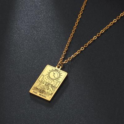 LIKGREAT Tarot Card Necklace Major Arcana Tarots Stainless Steel Necklaces Divination Jewelry Birthday Gift for Women Men