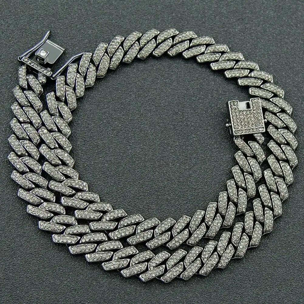 Collana a catena Cuban Link per uomo donna micro pavé in pietra CZ colore oro rosa gioielli hip hop