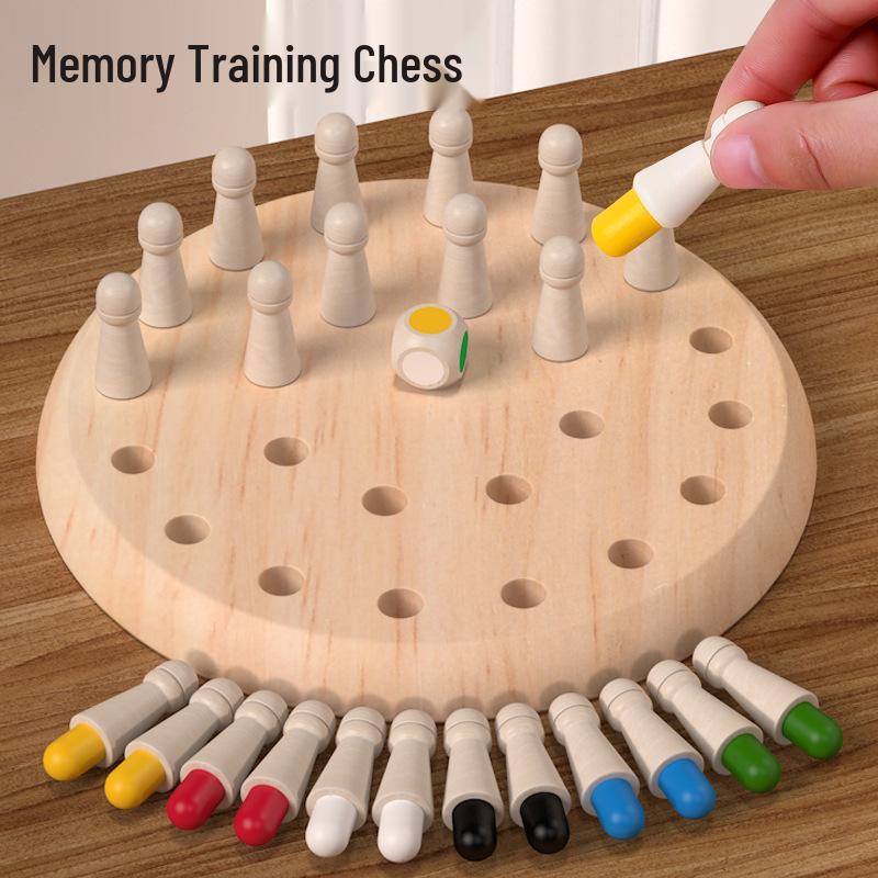 Children's Wooden Memory Chess: Educational Puzzle for Focus, Parent-Child Interaction, and Early Learning