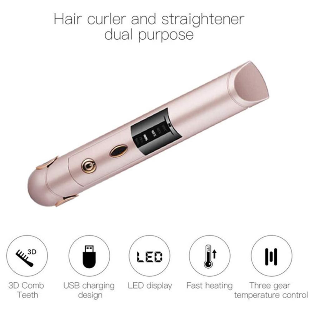 Portable Wireless Hair Straightener USB Rechargeable Ceramic Straightener for Home Travel