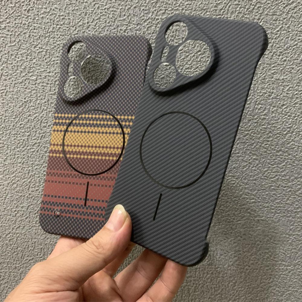 Ultra-Thin Shockproof Carbon Fibre Frameless Case For Huawei P70 Pura70 Pro Plus Mate 70 60 50 Magnetic Wireless Charging Cover