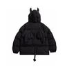 Dark Style Little Devil Horn Hooded Cotton Jacket for Men and Women Winter Small Tail Cotton Jacket Loose Warm Coat