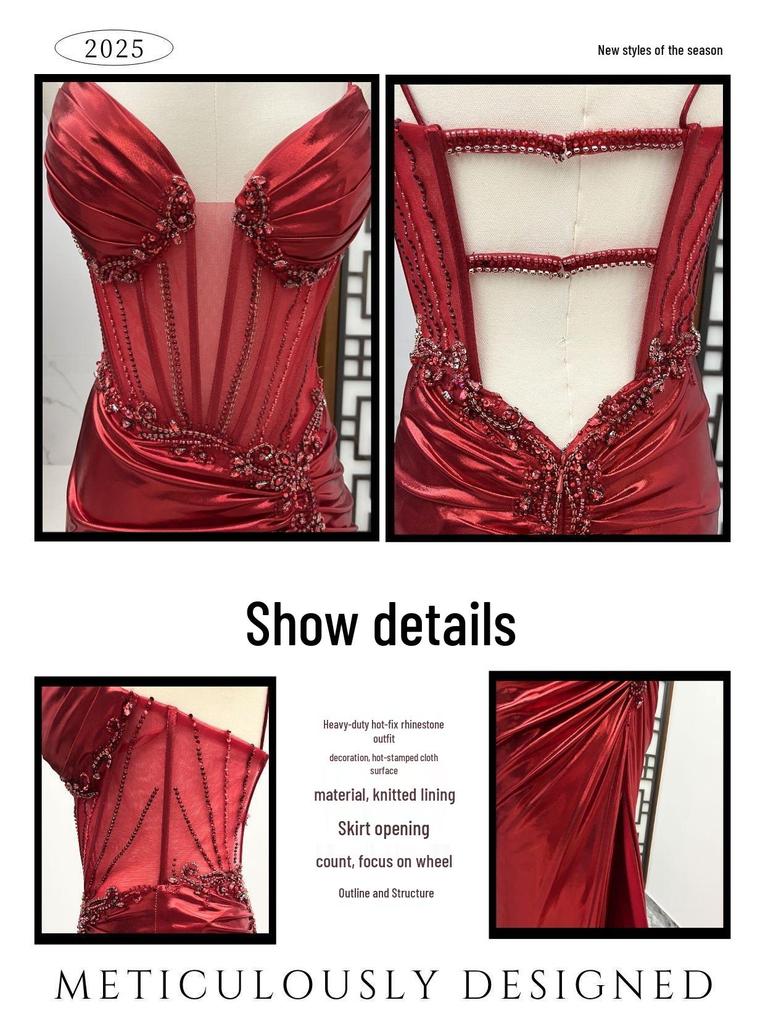 Red Luxurious Evening Gown for Socialite Banquets