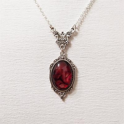 Gothic Vintage Rode Kwarts Kristal Ketting Vlinder Ketting Vampier Geëmbosseerde Heksen Sieraden Accessoires Vintage Chokers