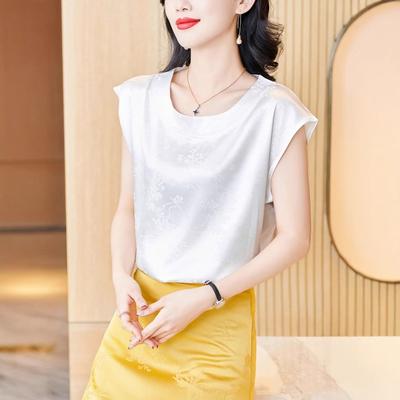 Acetate Satin Jacquard Vest for Women with New Spring Style Slimming and Sleeveless Top