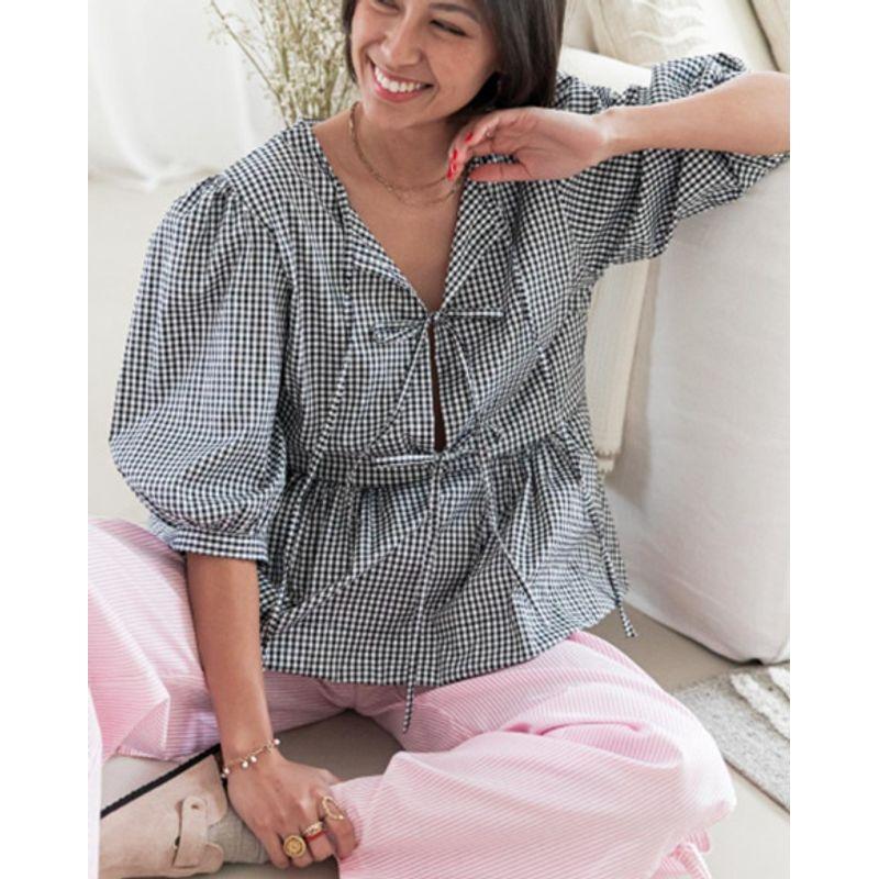 European and American Women clothes Top Fashion Stripe Patchwork Shirts Lazy Plaid Top Women