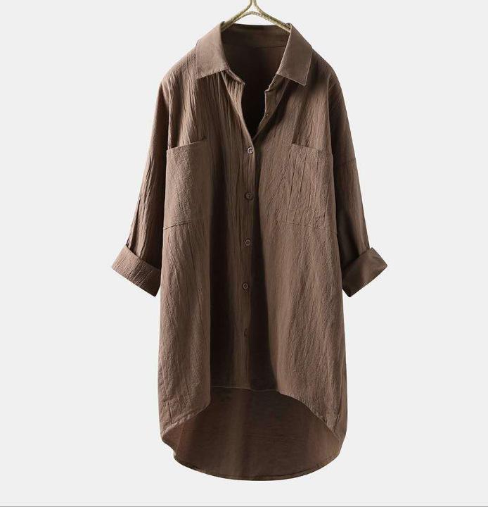 

Oversized Fashion Women Shirts Ladies Tops Summer Button Up Shirt Casual Cotton Linen Long Sleeve White Top XXXXXL хакі