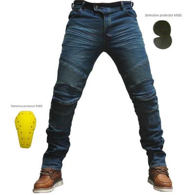 Jeans da Motociclista da Uomo Slim Fit con Protezioni per le Ginocchia - Pantaloni da Equitazione Anticaduta a Molla