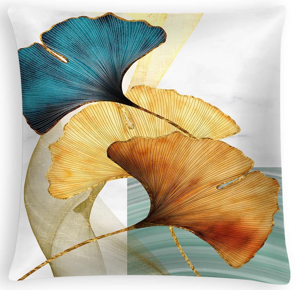 Nordic Ginkgo Leaf Peach Skin Pillow Cover Office Sofa Pillow Cushion Cover