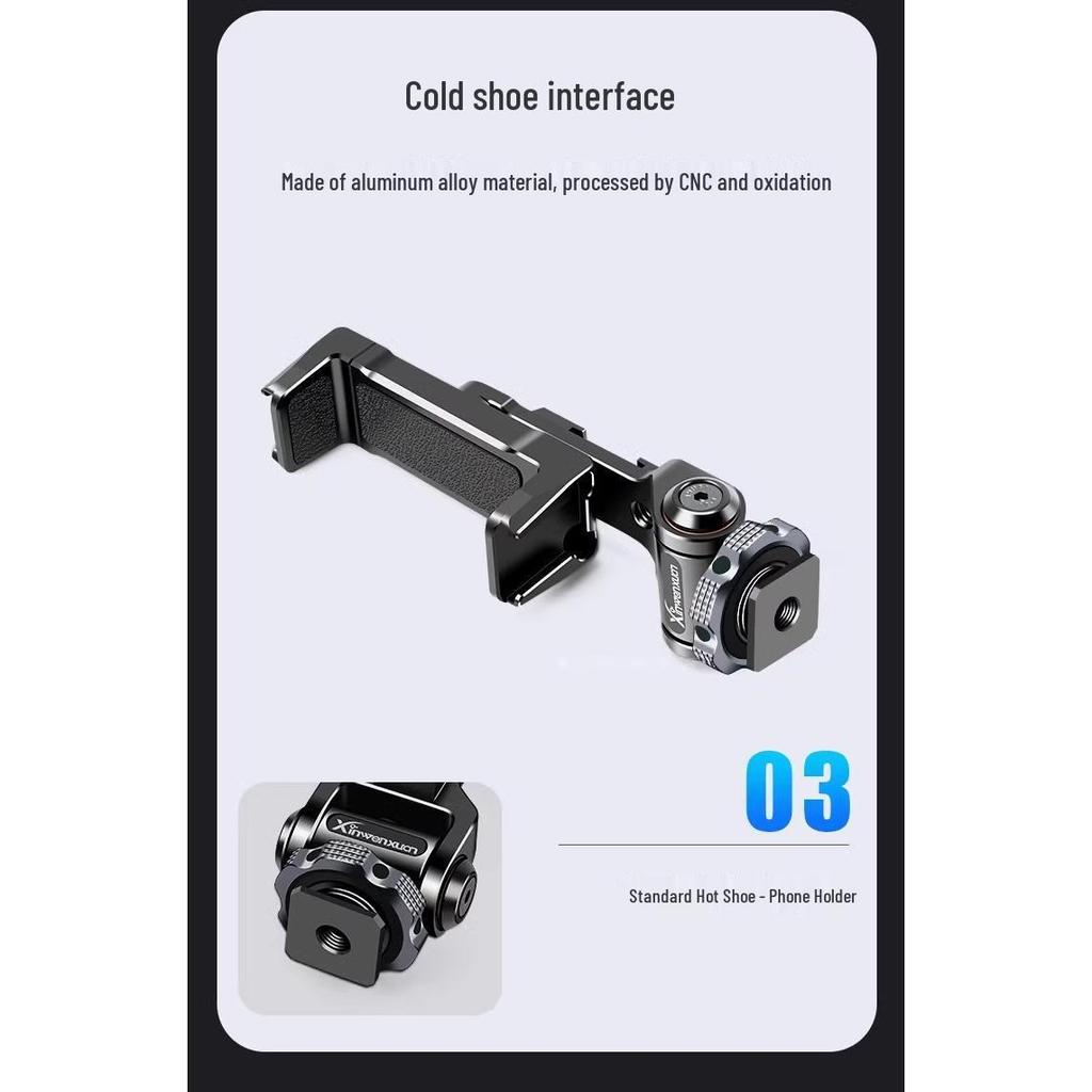 All-Metal Aluminum Alloy Snail Ball Head Hot Shoe DSLR/Phone Clip Monitor Bracket