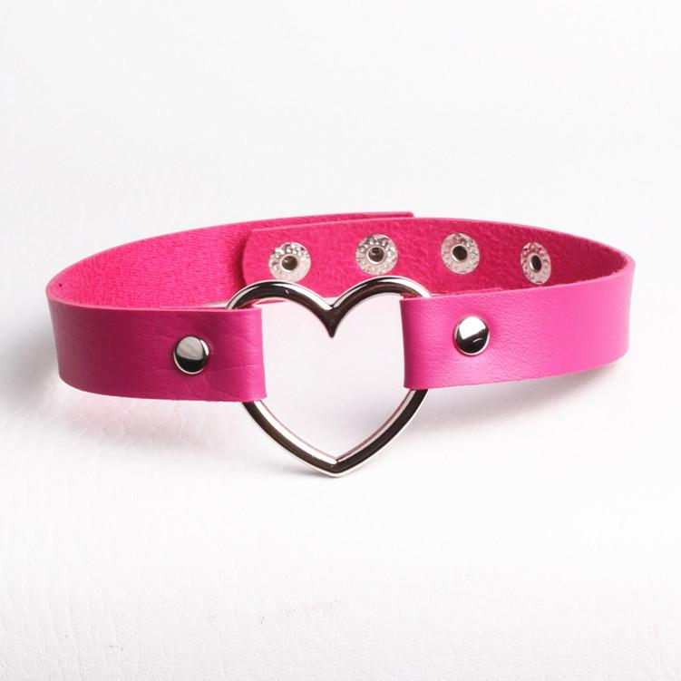 Harajuku Soft Girl Punk Style PU Leather Heart Choker Necklace