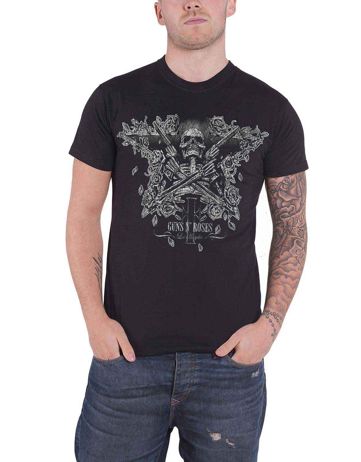 Guns N Roses T Shirt Skeleton Guns Band Logo new Official Mens Black S Unisex T-Shirt XXXL