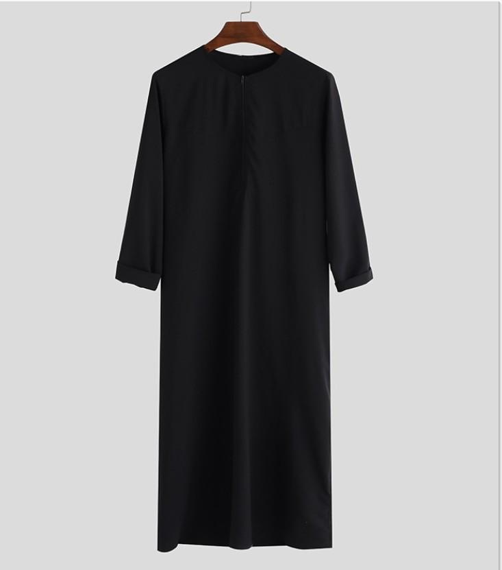 

2026 Men s Loose Zipper Robe: Middle Eastern Arab and Malaysian Style 5XL чорний